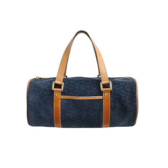 Celine Macadam Blue leather Navy tubular handbag brown suede - Picture 1 of 9